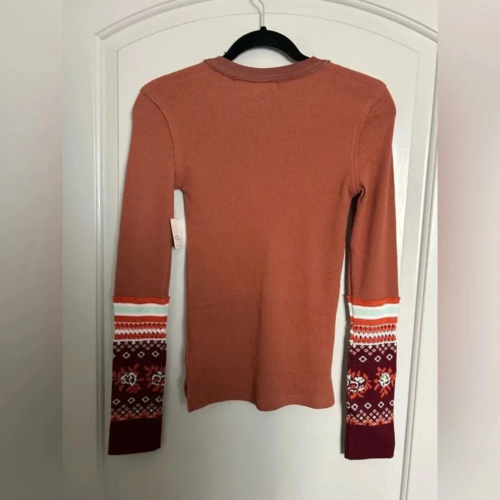 Free People - Mikah Layering Thermal Cuff Cozy Top- Autumn Combo NWT - Picture 6 of 9